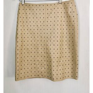 CK Calvin Klein Tan Leather Skirt With Small Brown Beading- Size 12